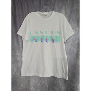 Vintage Cancun Vice Graphic T-Shirt Size L Single Stitched